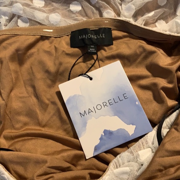 REVOLVE MAJORALLE Bandit Rushed Polka Dot Ruffed Dress in White and Nude - Picture 4 of 4